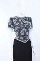 VICTORIA ROYAL Silver and Black Beaded Gown Size 6-8
