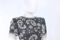 VICTORIA ROYAL Silver and Black Beaded Gown Size 6-8