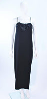 STAVROPOULOS Black Chiffon Gown with Beaded Bust Size 4-6