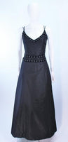 BADLEY MISCHKA Black Satin Beaded Gown Size 4