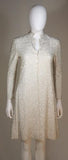 VINTAGE Off-White Silk Coat with Silver Beading Size 4-6