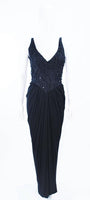 VINTAGE Circa 1960s Black Silk Jersey Gown Size 4