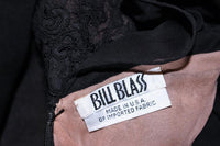 BILL BLASS Black Lace Chiffon Gown with Nude Underlay Size 10-12