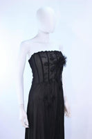 CUSTOM Black Floral Beaded Applique Gown Size 2