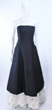 SAM CARLIN Black Silk Gown with White Sequin Lace Accents Size 6