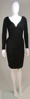 VICKY TIEL Black Ruched Jersey Cocktail Dress Size 4-6