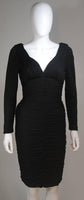 VICKY TIEL Black Ruched Jersey Cocktail Dress Size 4-6