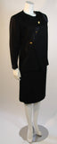 CHANEL 1990s Black Wool Silk Ribbon Jacket and Skirt Suit