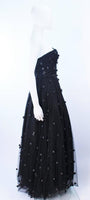 PAMELA DENNIS Black Mesh Gown, Applique & Wrap Size 2-4