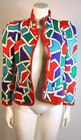 YVES SAINT LAURENT Color Block Design Jacket Size 38