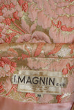 I. MAGNIN Pink and Gold Jacquard Full Length Coat