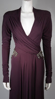 ROBERTO CAVALLI Purple Silk Jersey Gown Size 40