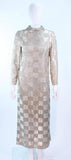 DONALD BROOKS Silver Glass Beaded Gown Size 4