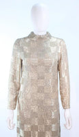 DONALD BROOKS Silver Glass Beaded Gown Size 4