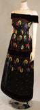 ARNOLD SCAASI Black Velvet Embroidered Gown with Belt
