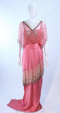 VICTORIAN Vintage Pink Silk Beaded Gown Size 2-4