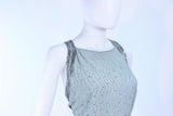 VINTAGE Circa 1930s Aqua Silk Bias Beaded Gown Size 2-4