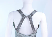 VINTAGE Circa 1930s Aqua Silk Bias Beaded Gown Size 2-4