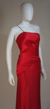 CANTU & CASTILLO Red Silk Bias Cut Asymmetrical Gown Size 2-4