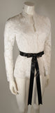 VICTOR COSTA White Lace Scalloped Edge Long Sleeve Blouse Size 4-8