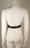 VICTOR COSTA White Lace Scalloped Edge Long Sleeve Blouse Size 4-8