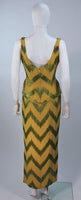 VINTAGE Circa 1950s Green 2 pc Beaded Gown Size 4