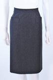 YVES SAINT LAURENT Charcoal Wool Pencil Skirt Size 46