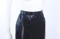 YVES SAINT LAURENT Black Leather Skirt Size 46