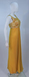 VINTAGE Circa 1960s Beaded Yellow Chiffon Gown Size 2-4