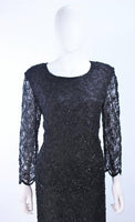 FRANK USHER Black Lace Beaded Gown Size 12