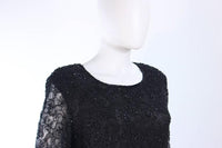 FRANK USHER Black Lace Beaded Gown Size 12