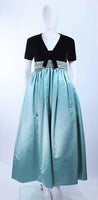 SARMI  Velvet and Aqua Silk Gown, Embellished Waist Size 4-6