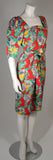 YVES SAINT LAURENT Red Cotton Dress w/ Reef Life Pattern Size 38