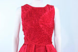 OSCAR DE LA RENTA Red Gathered Pintuck Cocktail Dress Size 10