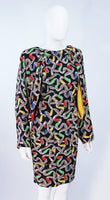 KARL LAGERFELD Attributed Draped Black Silk Abstract Dress Size 6-8