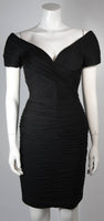 VICKY TIEL Black Jersey Cocktail Dress with Gathers Size 38