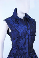 OSCAR DE LA RENTA  Blue Silk Cocktail Dress Size 10