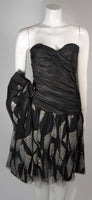 VICKY TIEL Black Cocktail Dress with Metallic Accents Size Small