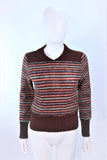 MISSONI Brown and Stripe Plaid Wool Ensemble with Cape Size 10