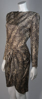 VICKY TIEL Silk Snakeskin Cocktail Dress with Draping Size Small