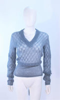 MISSONI Sky Blue Wool Knit V-Neck Sweater Size 8