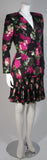 VICKY TIEL Black Silk Floral Pleated Chiffon Skirt Suit Size Small