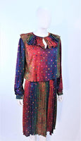 MISSONI Silk Rainbow Skirt Suit with Ruffle Collar Size 8