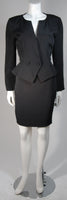 VICKY TIEL 3 pc Black Silk Skirt Suit with Lace Back Panel Size Small