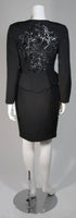 VICKY TIEL 3 pc Black Silk Skirt Suit with Lace Back Panel Size Small