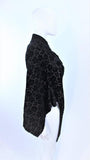VICTORIAN Black Floral Velvet Caplet with Beaded Trim Size 0