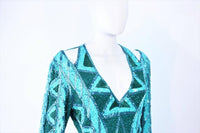 BOB MACKIE Circa 1980s Turquoise Beaded Gown