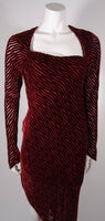 KARL LAGERFELD Burgundy Velvet Burn Out Gown Size 38