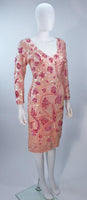GENE SHELLY'S Pink Stretch Knit Beaded Cocktail Dress Size 8