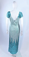 VINTAGE Circa 1950s Aqua Sequin Cocktail Gown Size 8-10